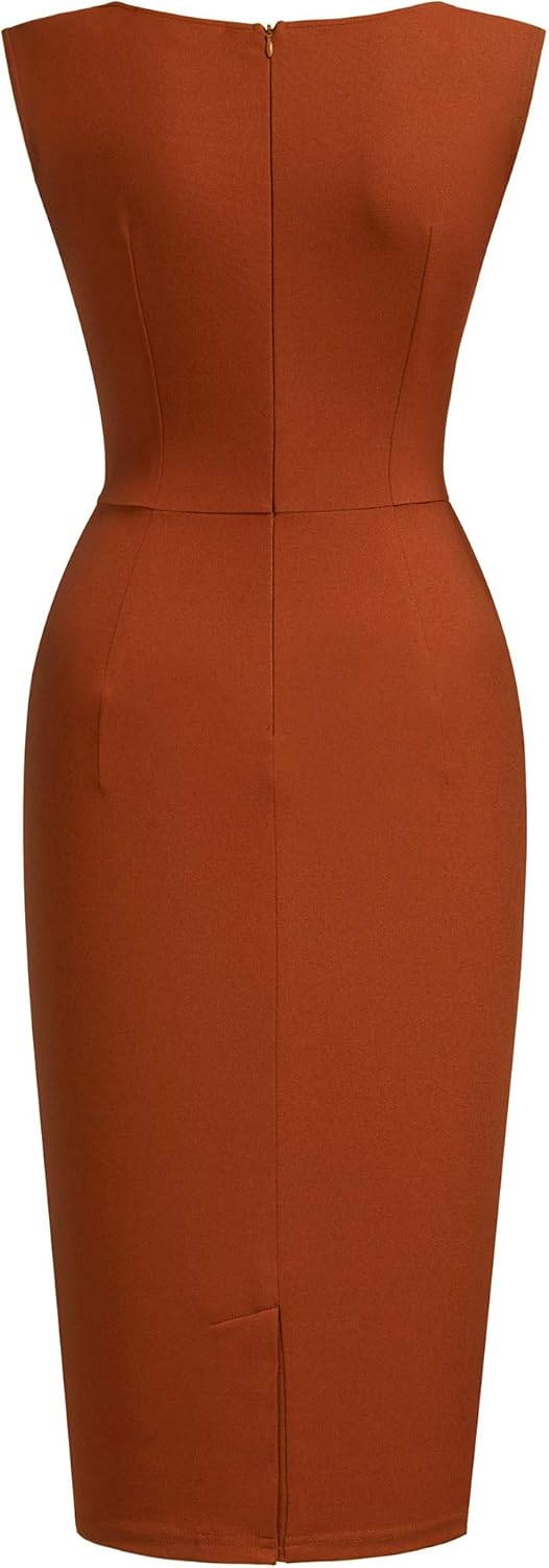 Miusol Women's Retro Ruffle Style Slim Work Pencil Dress