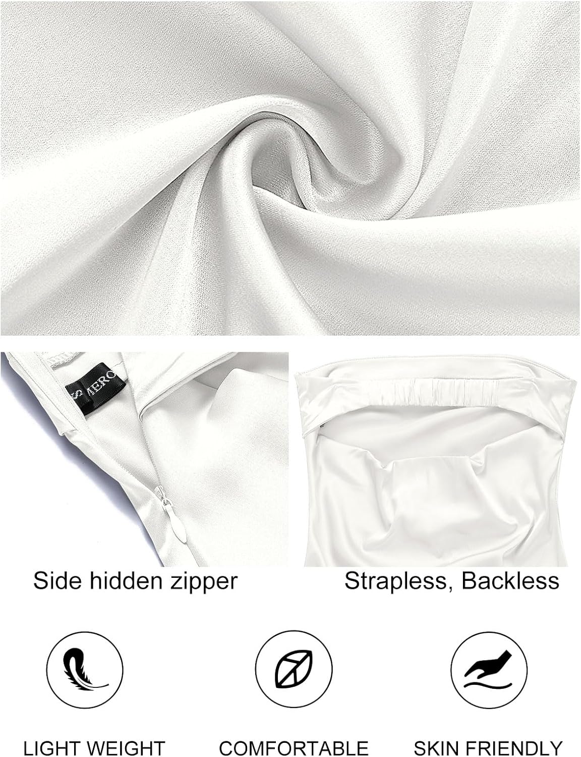 MEROKEETY Women 2025 Summer Strapless Satin Tube Bodycon Backless Wedding Guest Maxi Dress