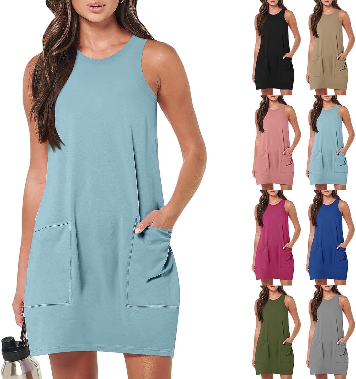 Rompers Dress for Women 2025 Summer Mini Dresses Casual Short Sundress Tennis Athletic Workout Dress with Pockets