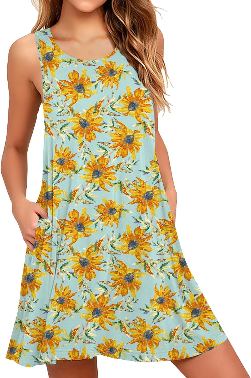 WEACZZY Women Summer Casual Swing T Shirt Dresses Beach Cover up Loose Dress