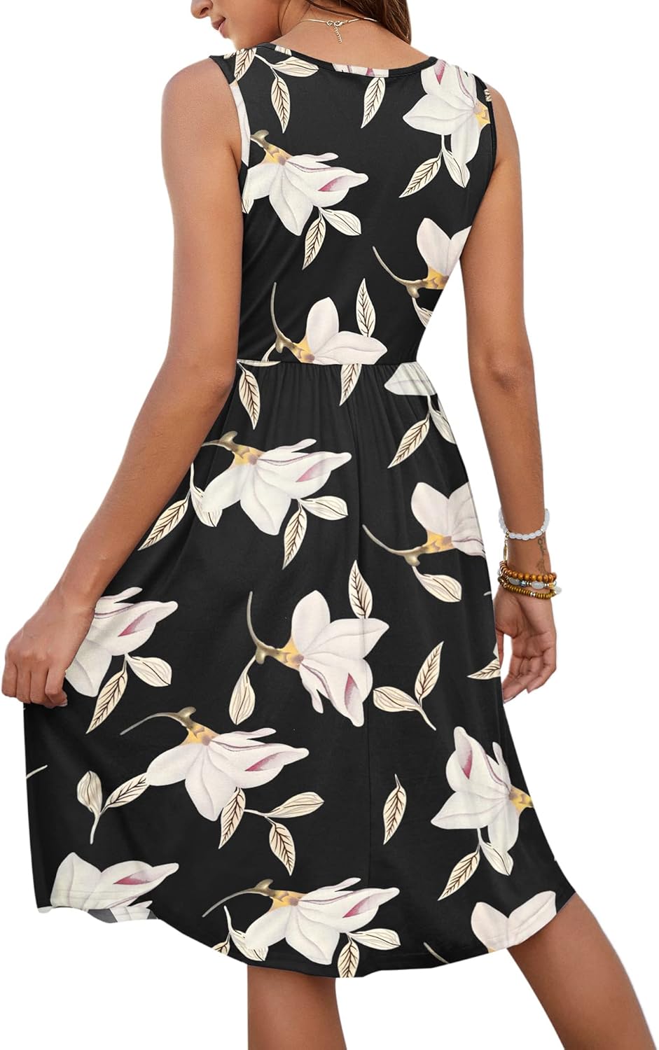MOLERANI Women Summer Dresses Sleeveless Casual Loose Swing Button Down Midi Dress with Pockets