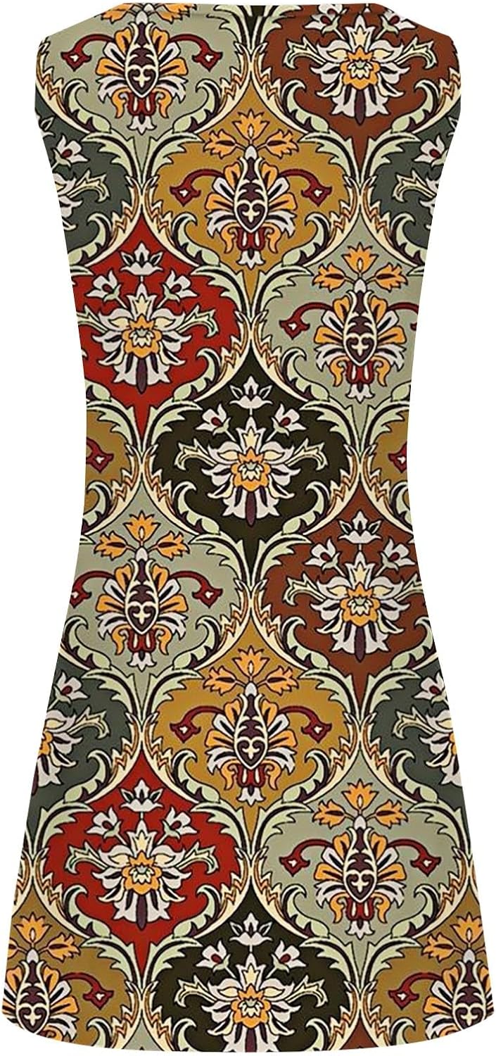 Summer Dresses for Women 2025 Vacation Beach Casual Vintage Midi Sundresses Sexy Sleeveless V Neck Boho Tank Dress