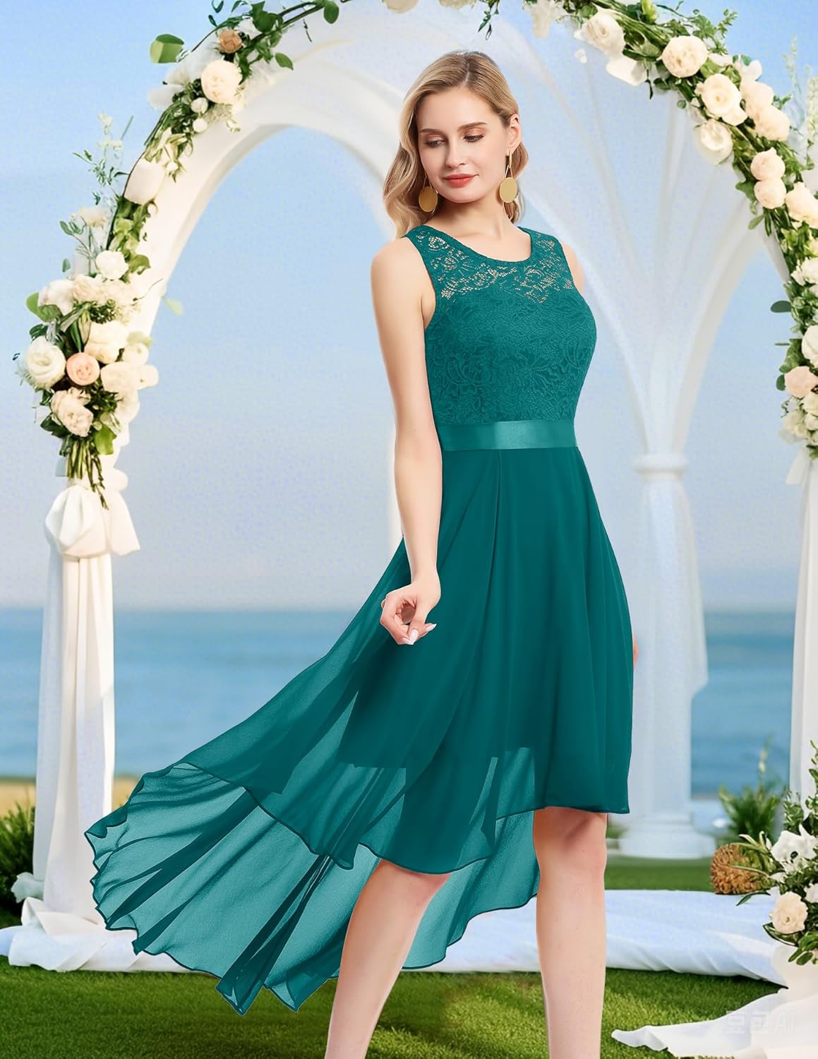 BeryLove Cocktail Prom Dresses 2025 Formal Wedding Guest Dresses Sleeveless Lace High Low Homecoming Dress