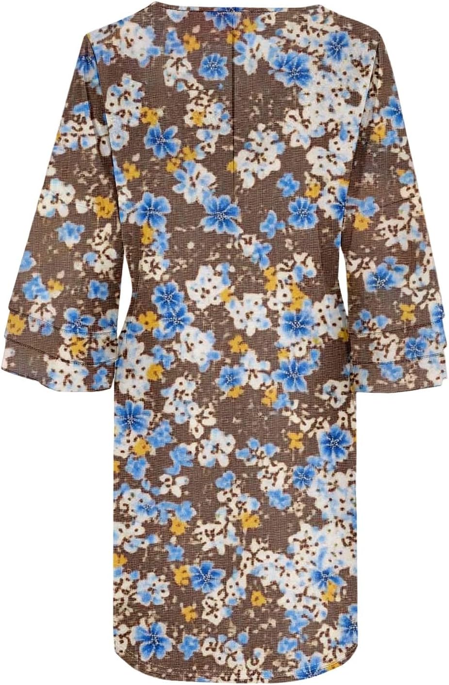 Beach Dresses for Women,2025 Summer Trendy Floral Print Boho Dress,Casual Loose V Neck Bell 3/4 Sleeve Mini Dress