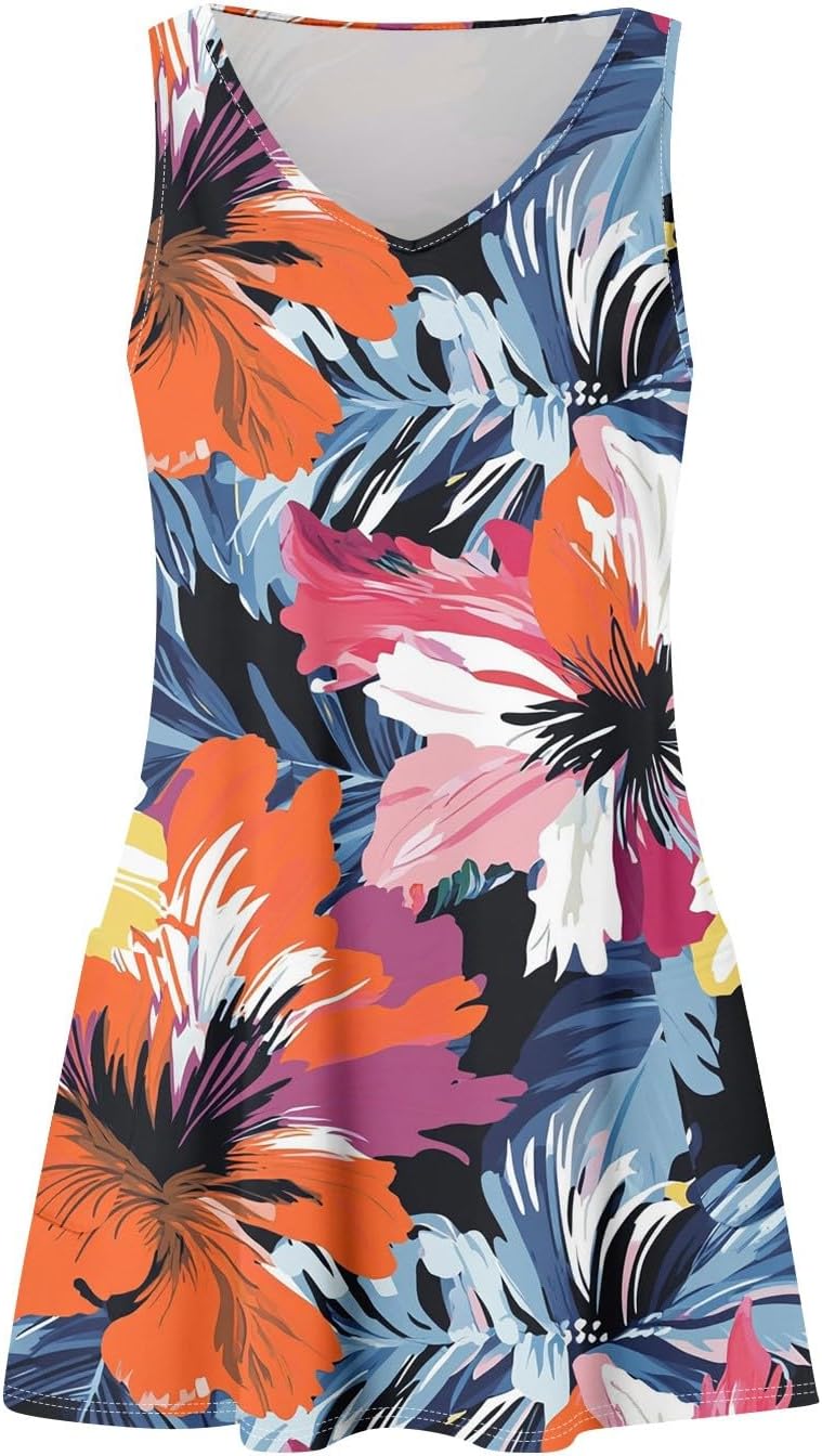 NBXNZWF Women Summer Casual Dress 2025 Casual Loose Sleeveless V-Neck Sundresses A Line Tshirt Beach Dresses with Pockets