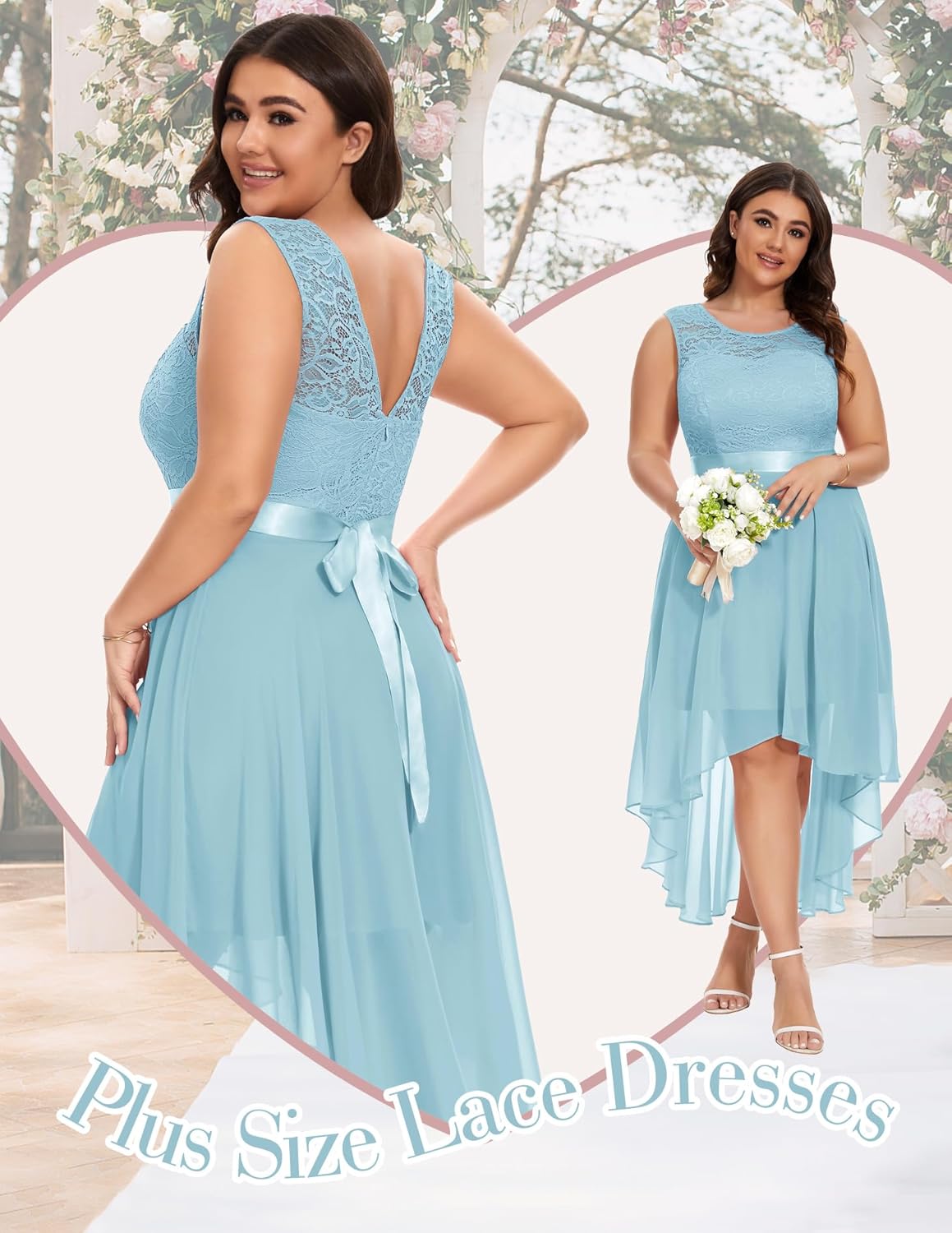 BeryLove Cocktail Prom Dresses 2025 Formal Wedding Guest Dresses Sleeveless Lace High Low Homecoming Dress