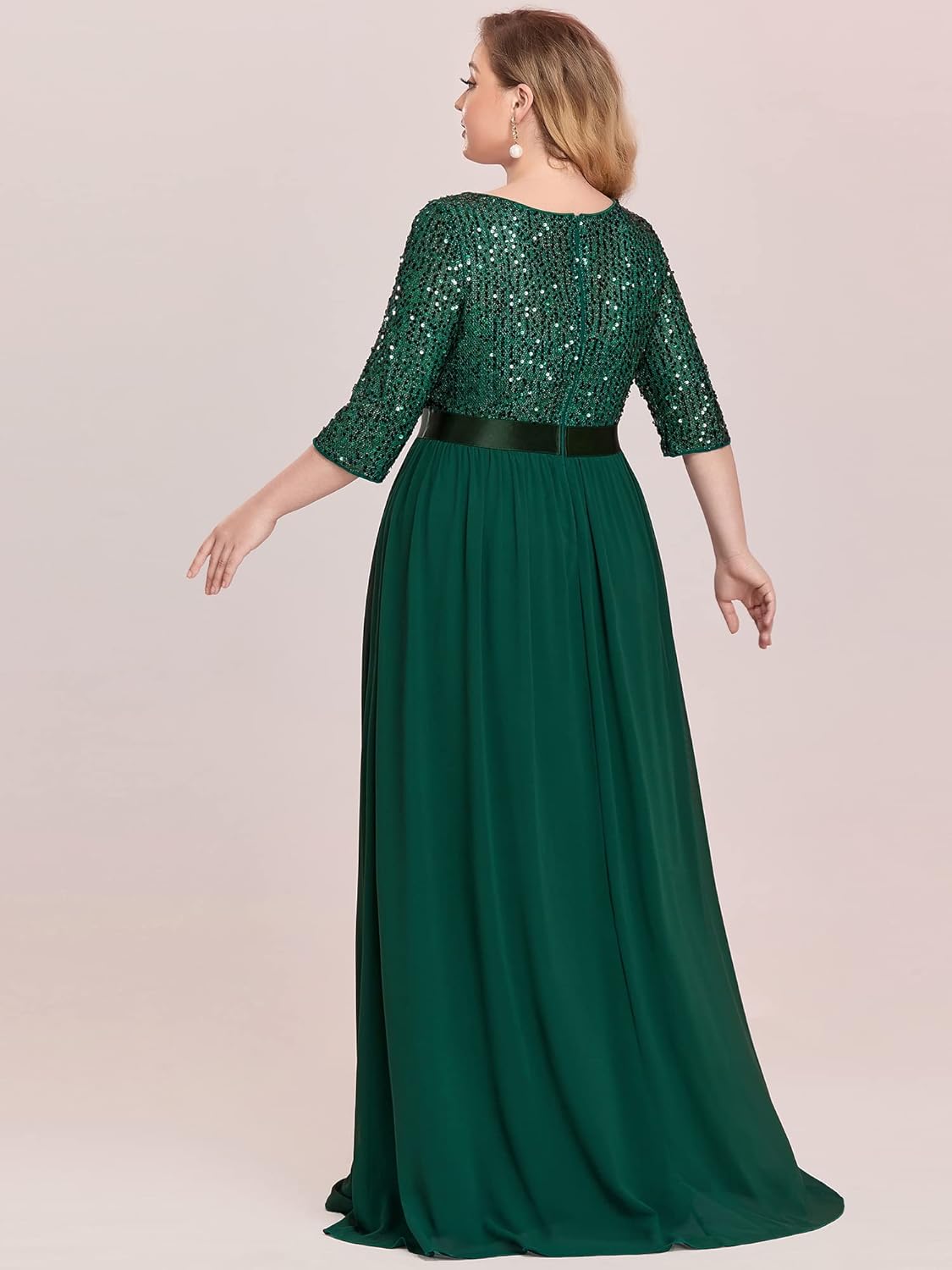 Ever-Pretty Women's Round Neck Maxi Dresses Sequin Plus Size Formal Dresses for Women 0683-PZ
