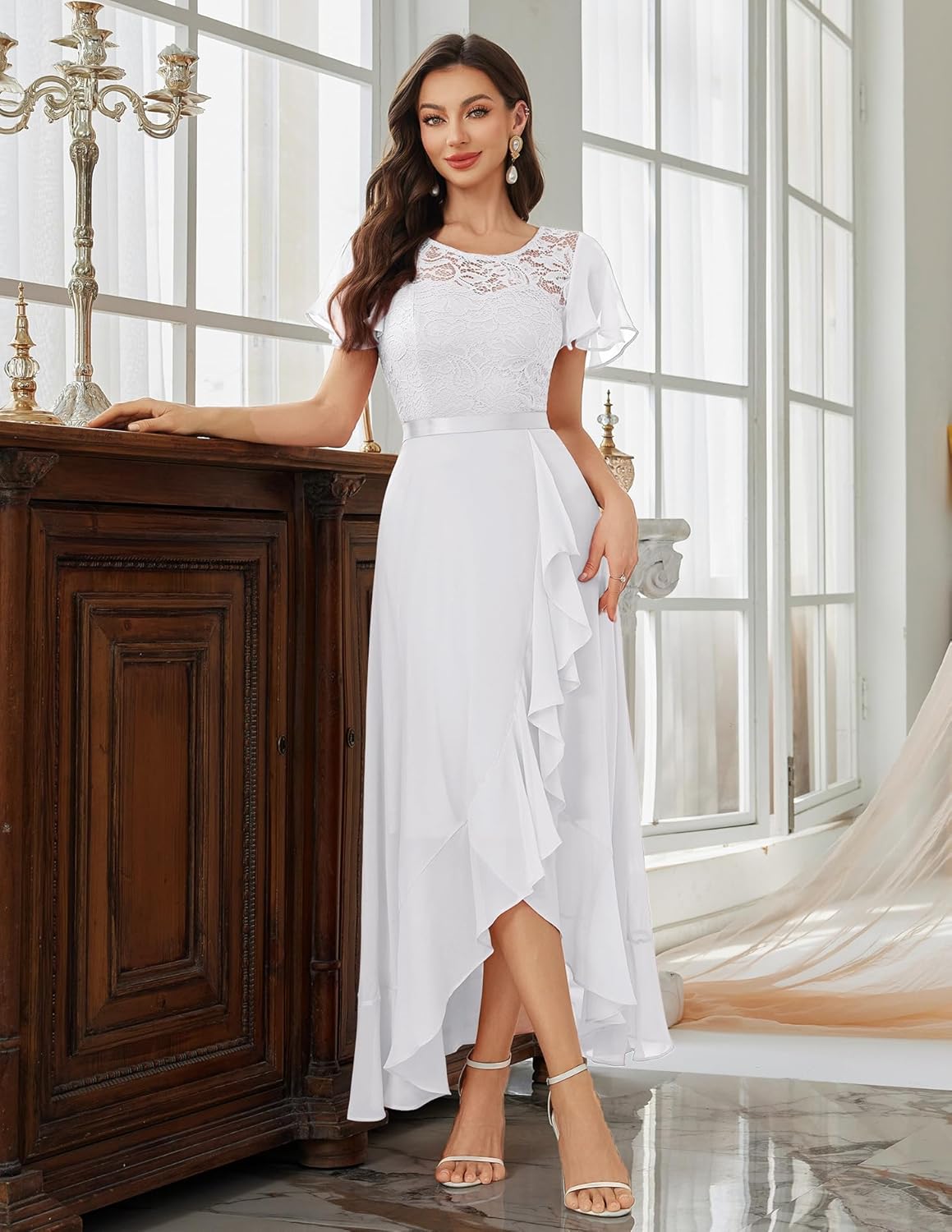 BeryLove Formal Dresses for Women 2025 Wedding Guest with Slit Cocktail Elegant Lace Long Prom Dress