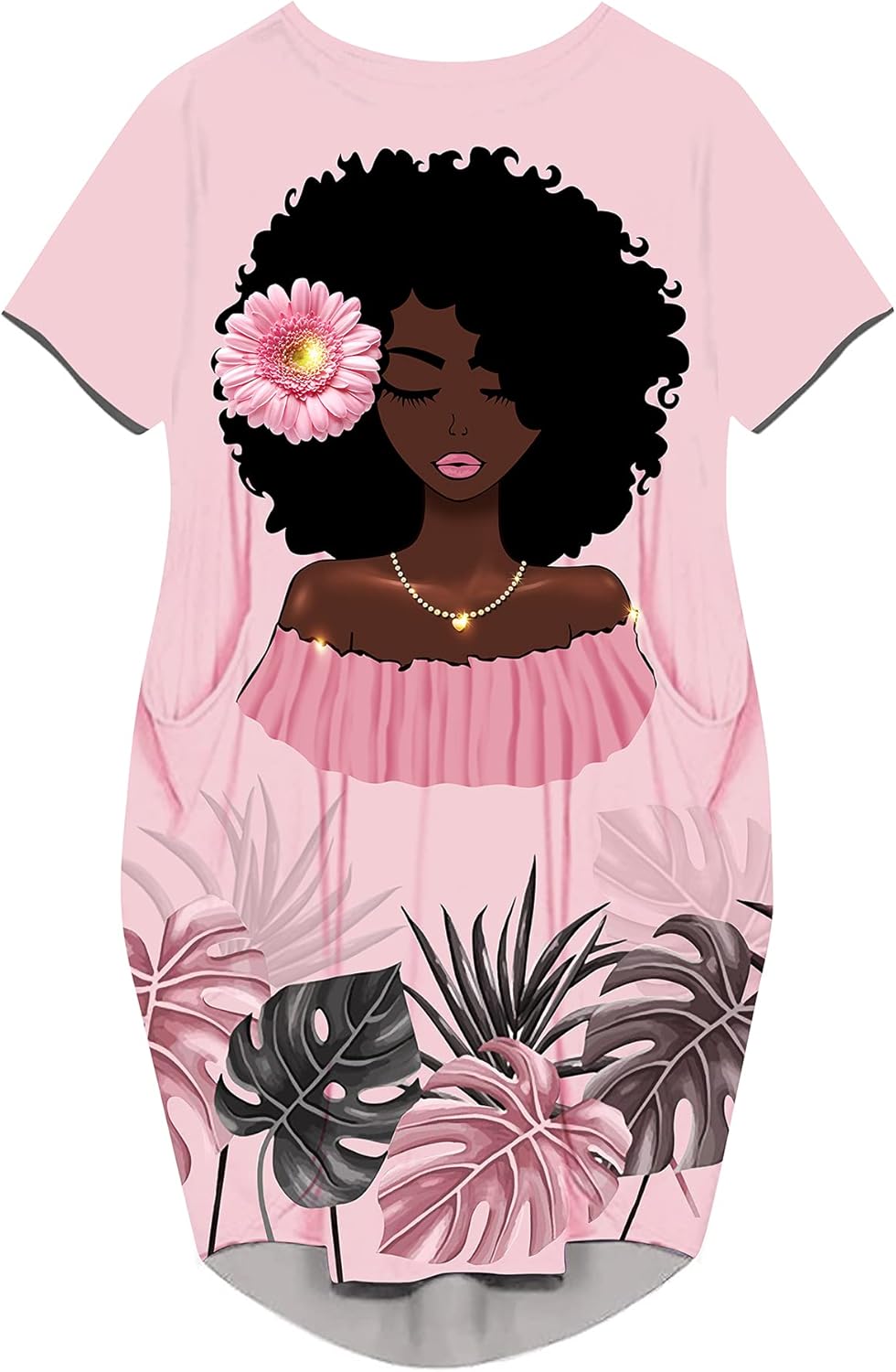 AZPSRT Fashion Women's African American Art Print Dress Casual Loose Dresses