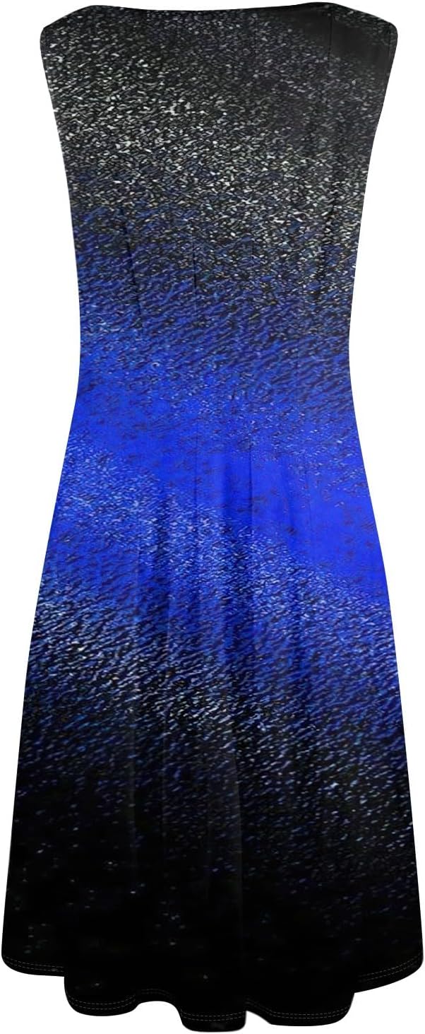 Womens Tank Sundress 2025 Casual Floral Print Tshirt Dress Swing Sleeveless Midi Dress Crewneck Pleated Summer Dresses