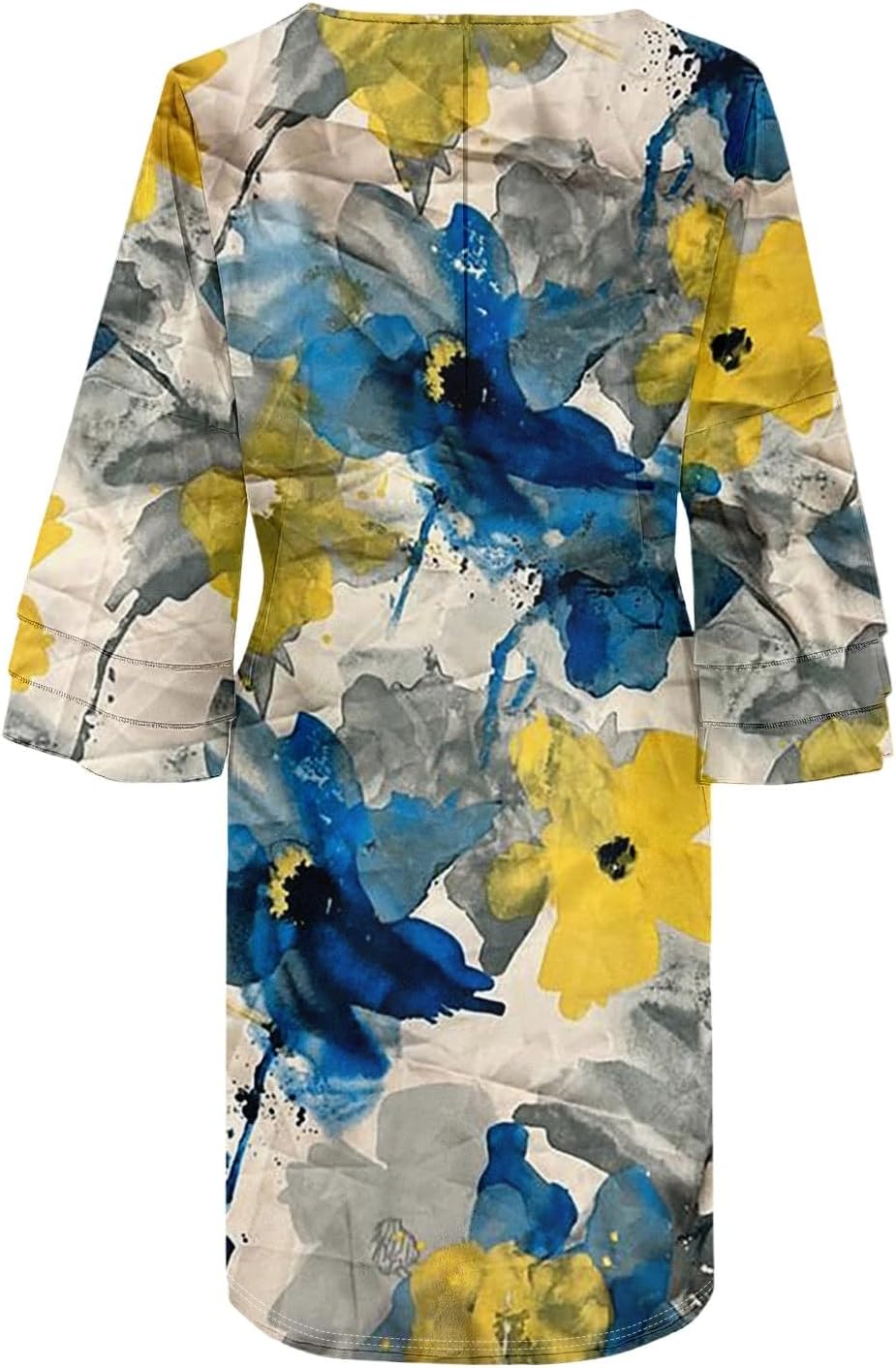 Beach Dresses for Women,2025 Summer Trendy Floral Print Boho Dress,Casual Loose V Neck Bell 3/4 Sleeve Mini Dress