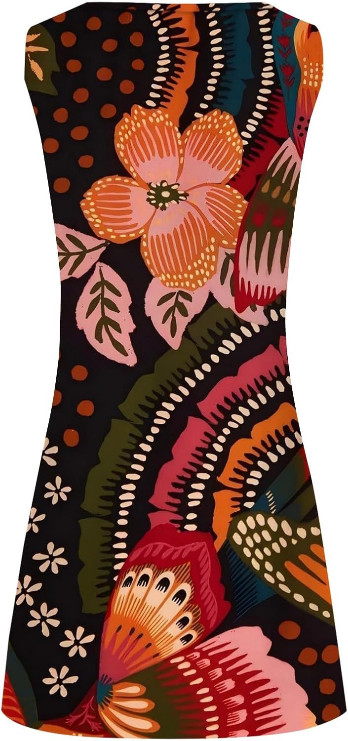 Summer Dresses for Women 2025 Vacation Beach Casual Vintage Midi Sundresses Sexy Sleeveless V Neck Boho Tank Dress