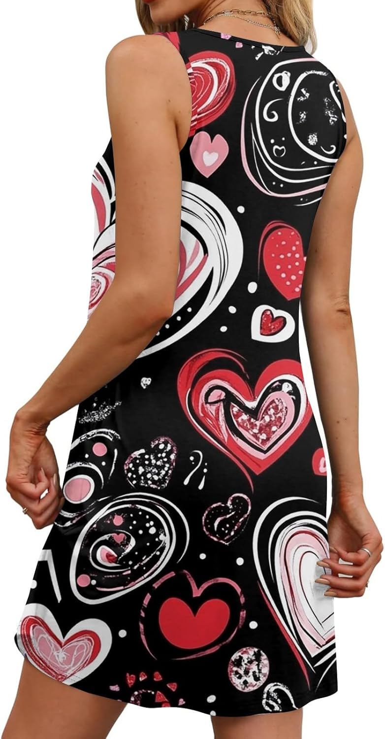Women's Casual Sundress with Pockets Summer Boho Beach Dress,Holiday Hresses for Woment-Shirts Dress U Neck Loose Tank