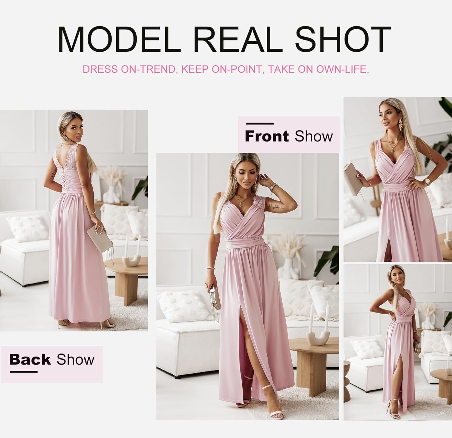 Dokotoo Womens 2025 Formal Dresses Wrap V-Neck Ruched Sexy Bridesmaid Wedding Guest Maxi Dresses