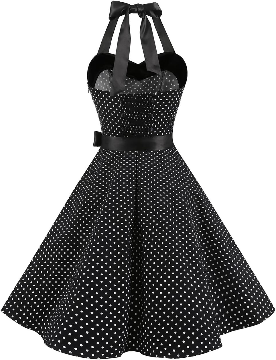 DRESSTELLS Women's Vintage 1950s Cocktail Party Dress Retro Wedding Guest Halter Rockabilly Swing Dresses
