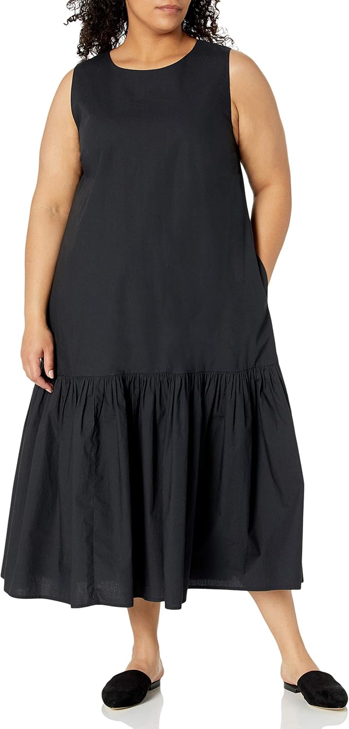 The Drop Women's Ilana Loose Sleeveless Wide-Hem Poplin Maxi Dress