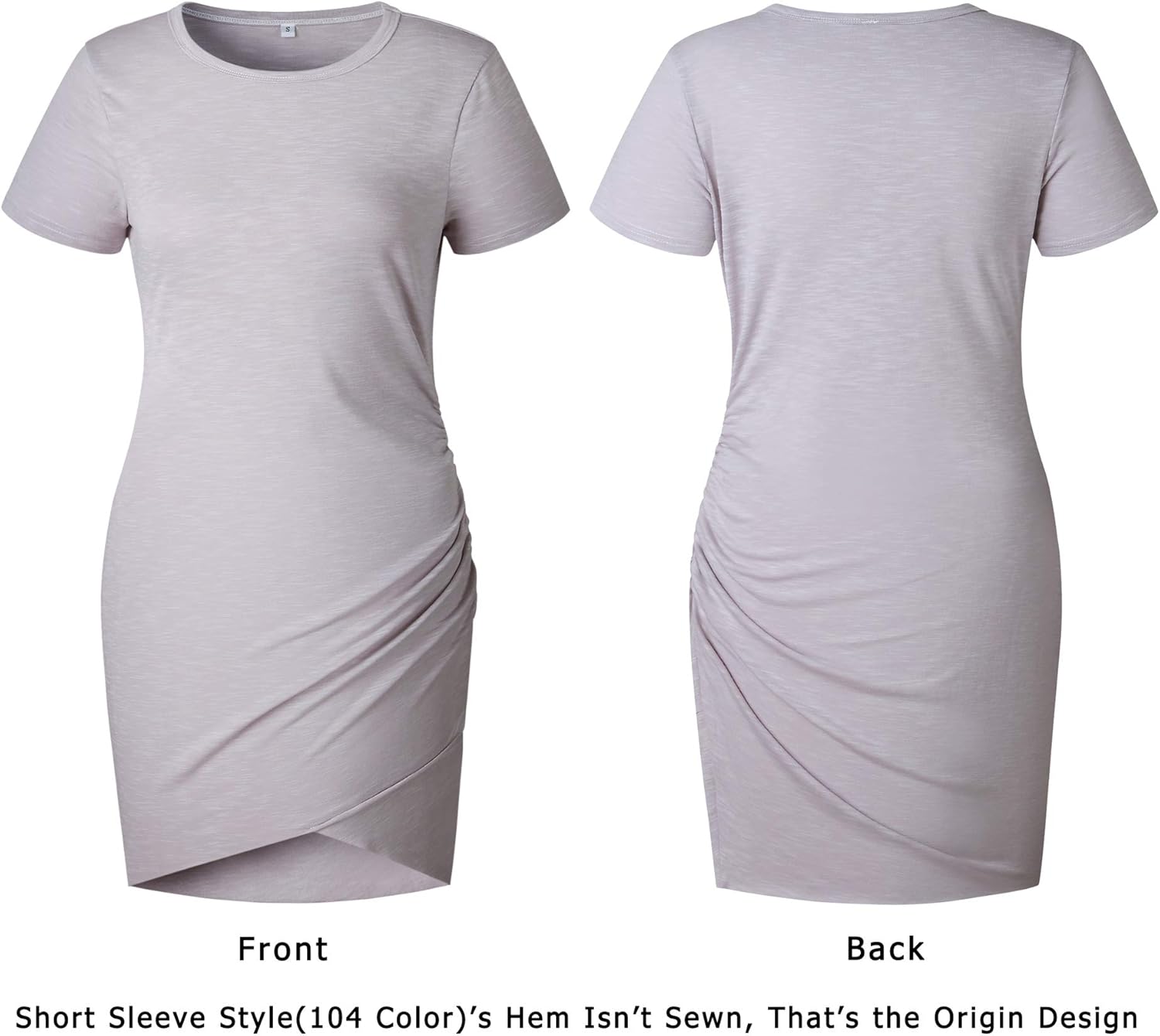 BTFBM Women's 2025 Summer Casual Beach Dresses Crew Neck Short Sleeve Wrap Party Club Mini Ruched Bodycon T Shirt Dress