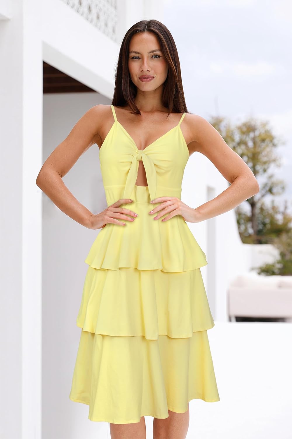 VOTEPRETTY Women's Summer Dresses Spring Sundresses Beach Clothes Outfit Vacation 2024 V Neck Casual Tropical Resort Hawaiian