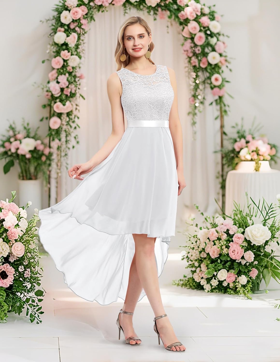 BeryLove Cocktail Prom Dresses 2025 Formal Wedding Guest Dresses Sleeveless Lace High Low Homecoming Dress