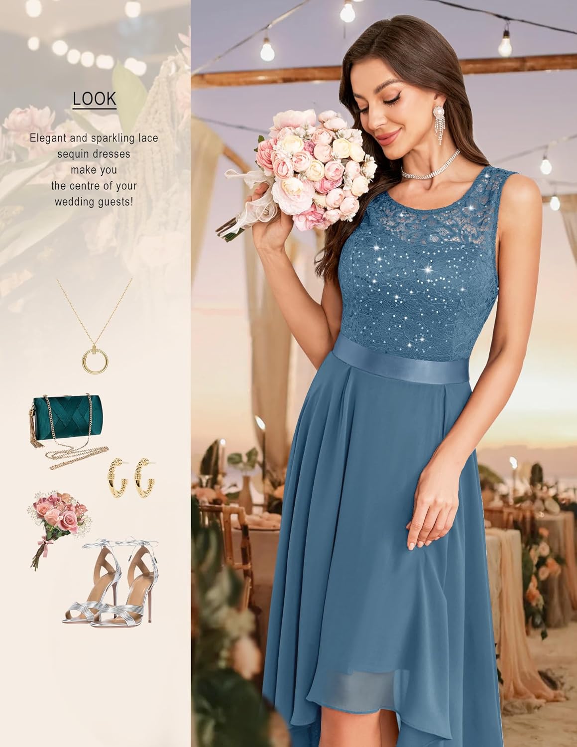 BeryLove Cocktail Prom Dresses 2025 Formal Wedding Guest Dresses Sleeveless Lace High Low Homecoming Dress