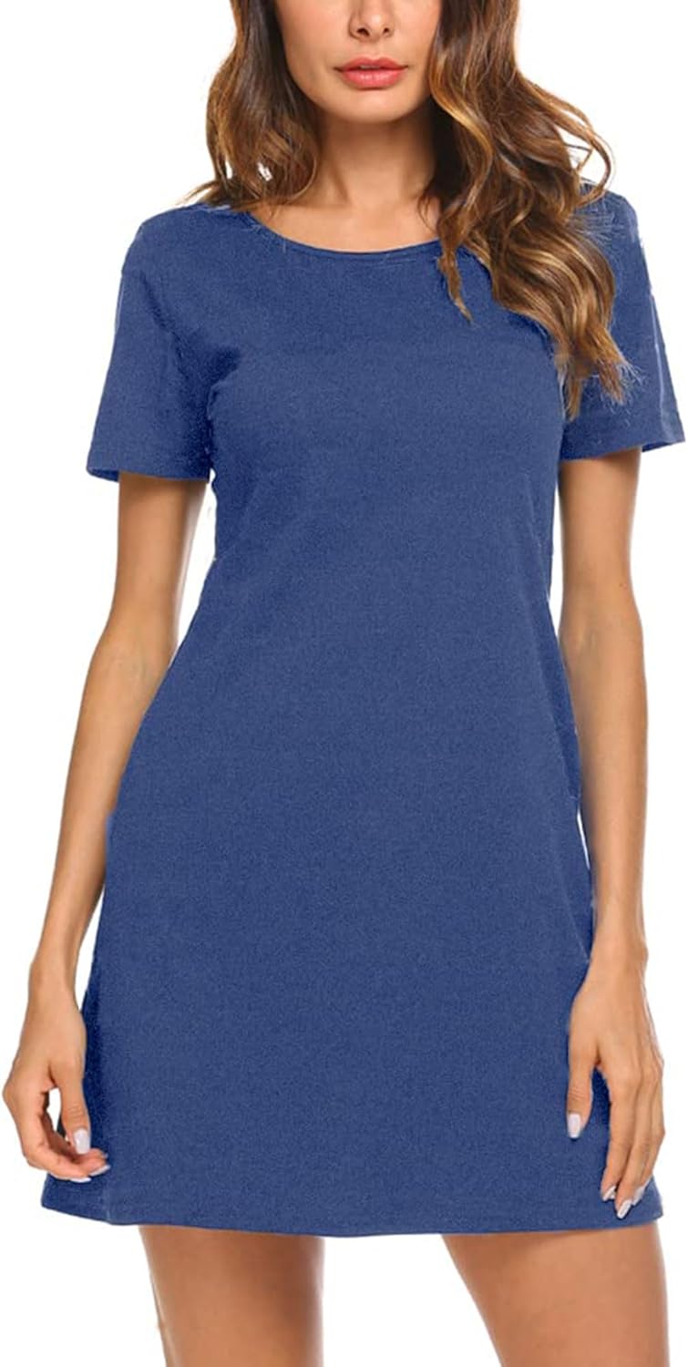 Feager Women's Casual Striped Criss Cross Short Sleeve T Shirt Dress