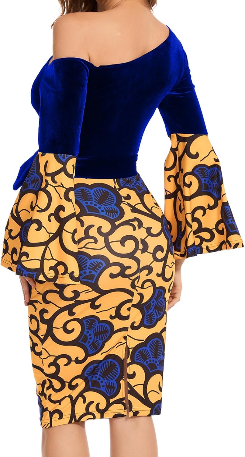 Church Dress for Women Flared Sleeve Midi Pencil Dress Elegant Teacher Office Business Wear to Work Dresses