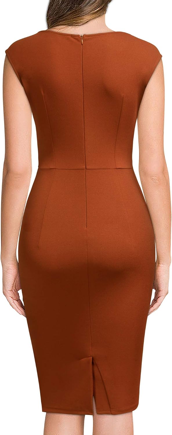 Miusol Women's Retro Ruffle Style Slim Work Pencil Dress