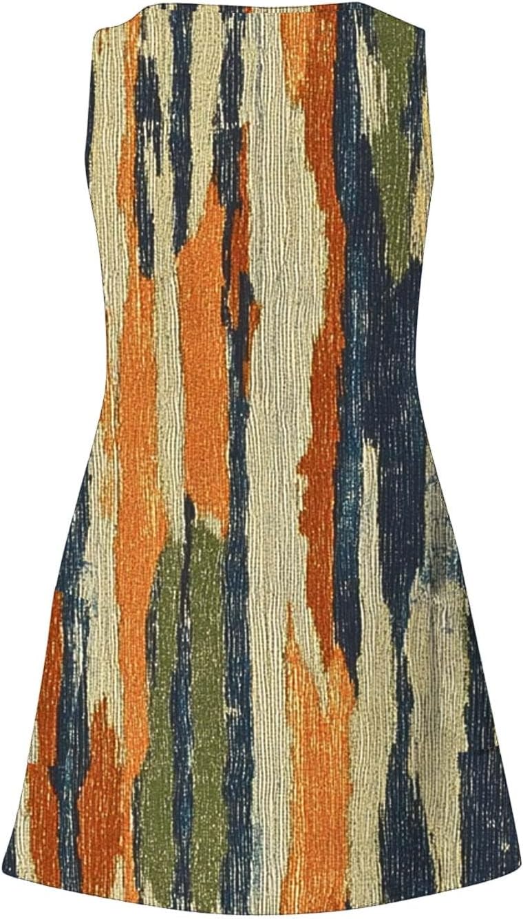 Womens 2025 Spring Summer Dresses Casual Floral Print V-Neck Tank Dress Curve Hem Pleated A-Line Sundresses
