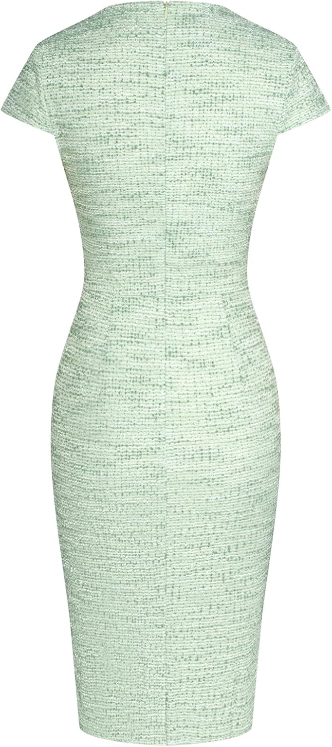 GRACE KARIN Women's Gorgeous Pencil Dress Cap Sleeve Tweed Pencil Dress for Work