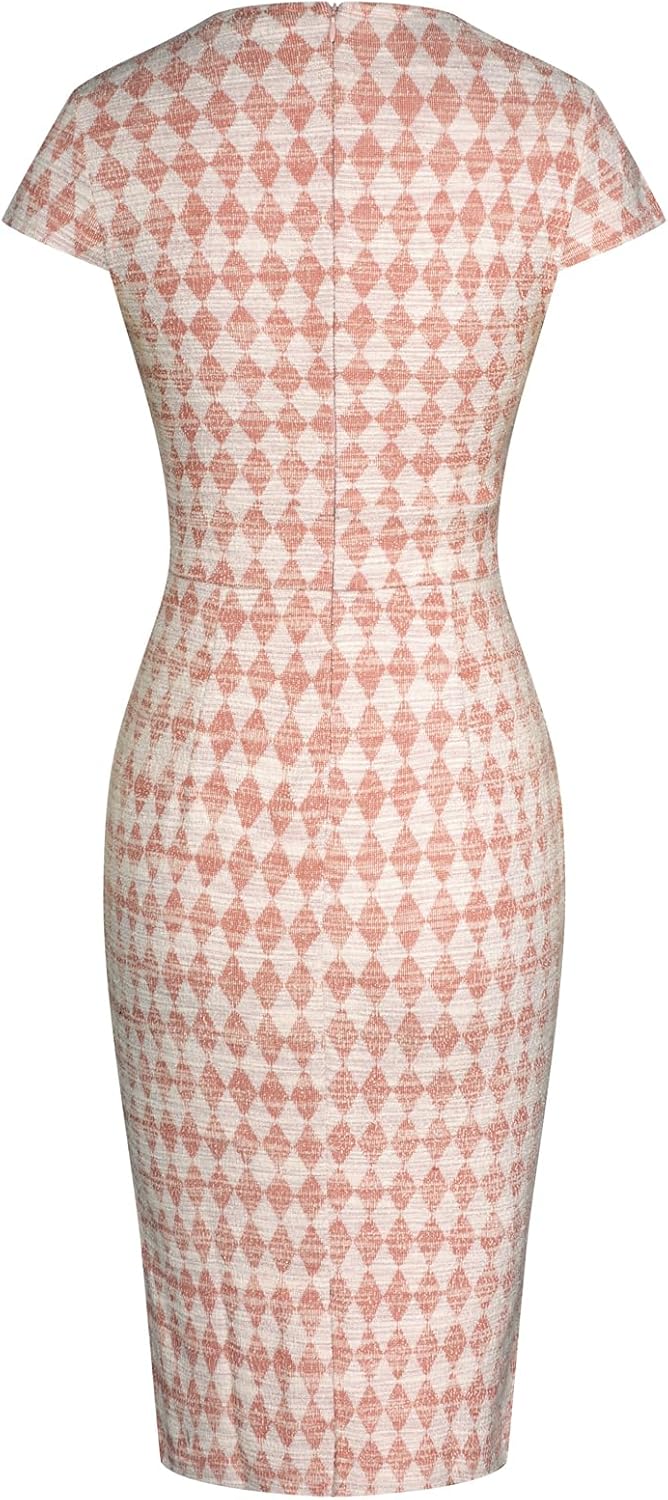 GRACE KARIN Women's Gorgeous Pencil Dress Cap Sleeve Tweed Pencil Dress for Work