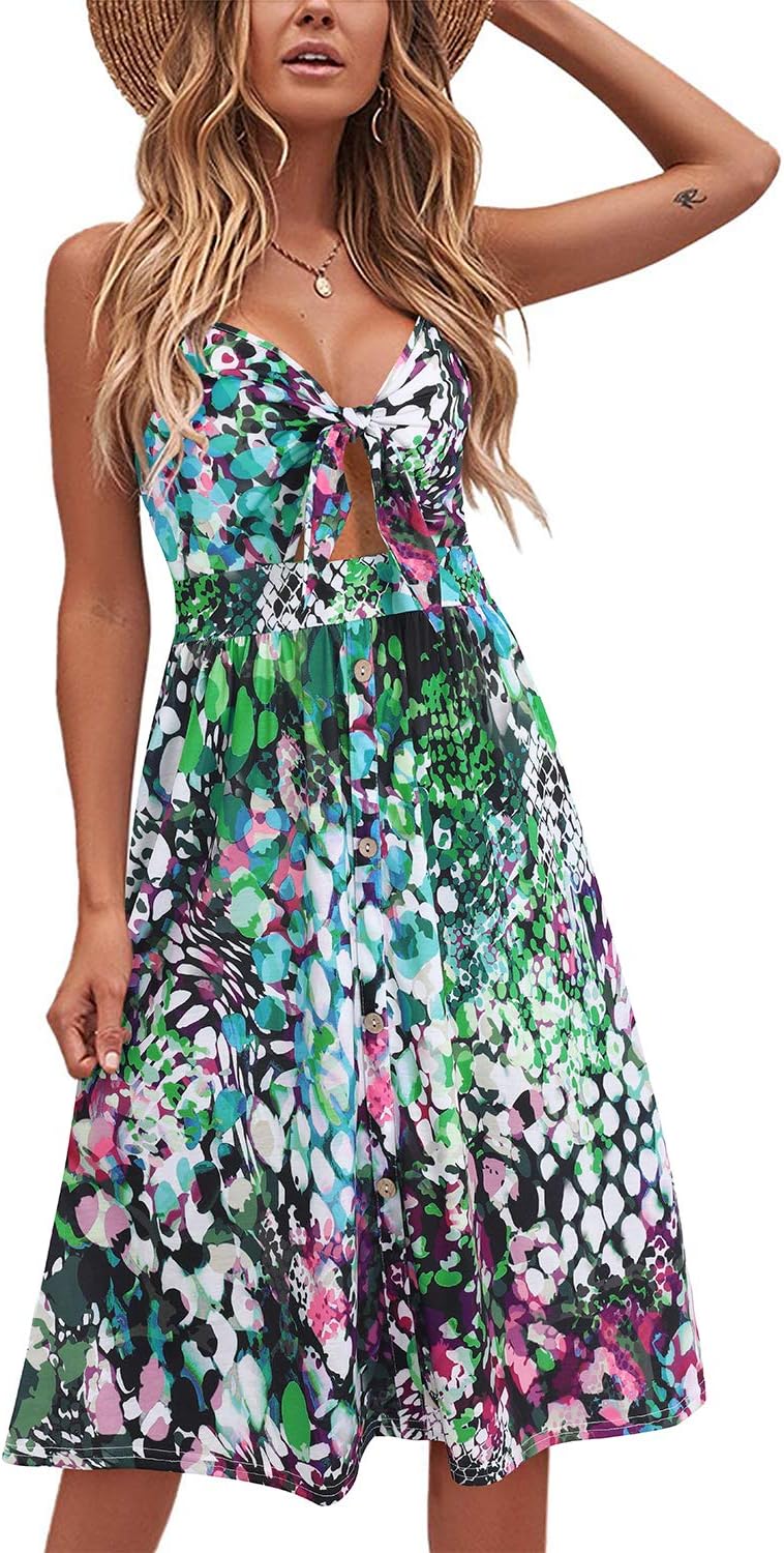 VOTEPRETTY Women's Summer Dresses Spring Sundresses Beach Clothes Outfit Vacation 2024 V Neck Casual Tropical Resort Hawaiian