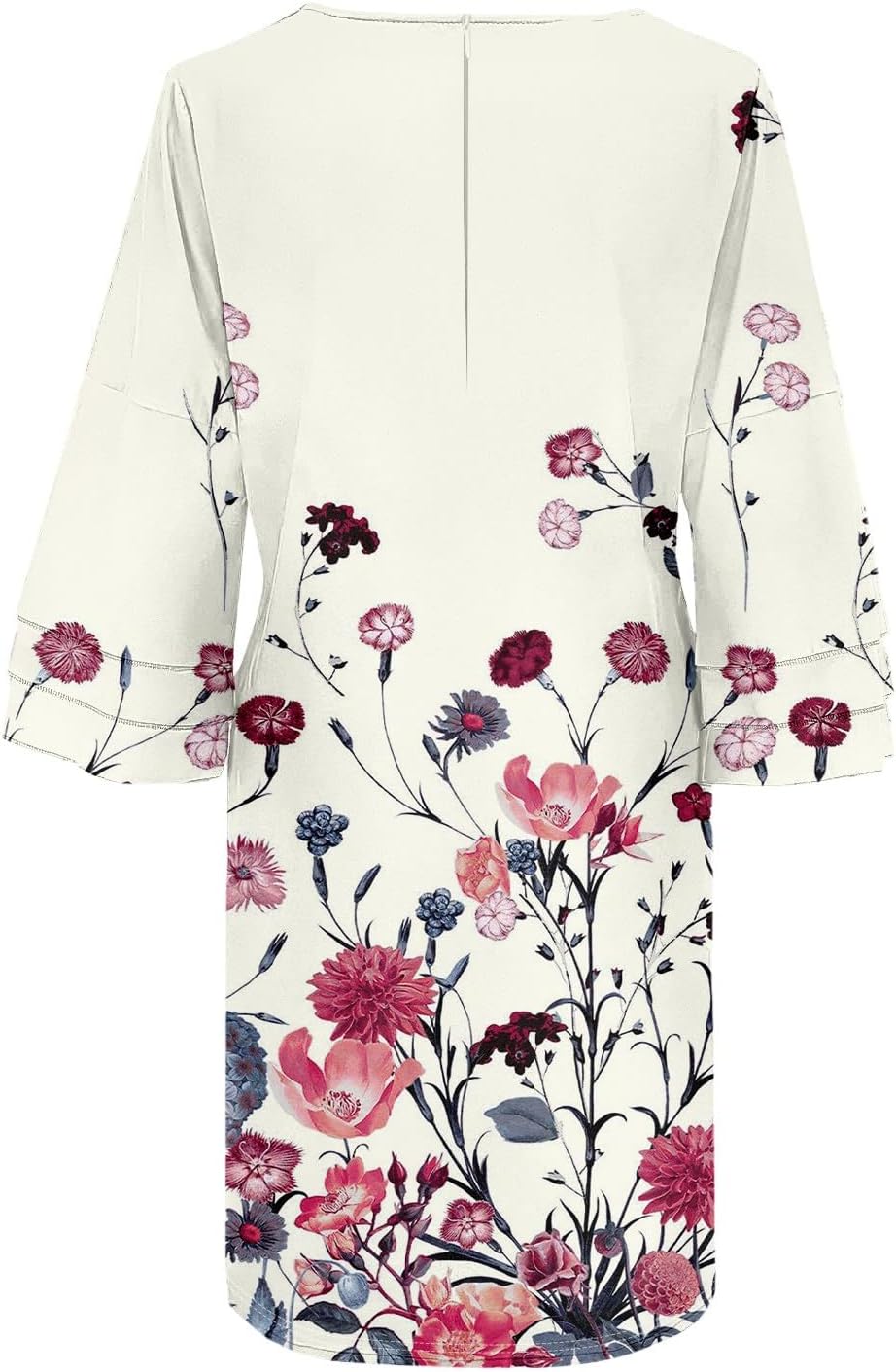 Beach Dresses for Women,2025 Summer Trendy Floral Print Boho Dress,Casual Loose V Neck Bell 3/4 Sleeve Mini Dress