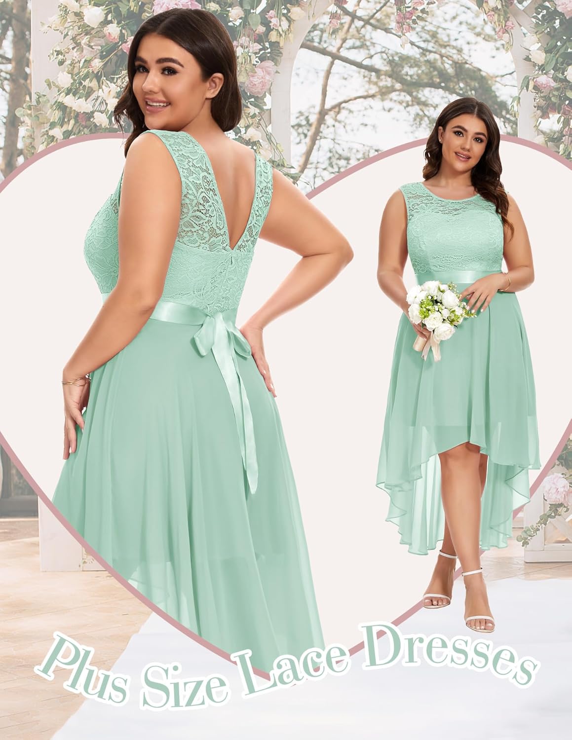 BeryLove Cocktail Prom Dresses 2025 Formal Wedding Guest Dresses Sleeveless Lace High Low Homecoming Dress
