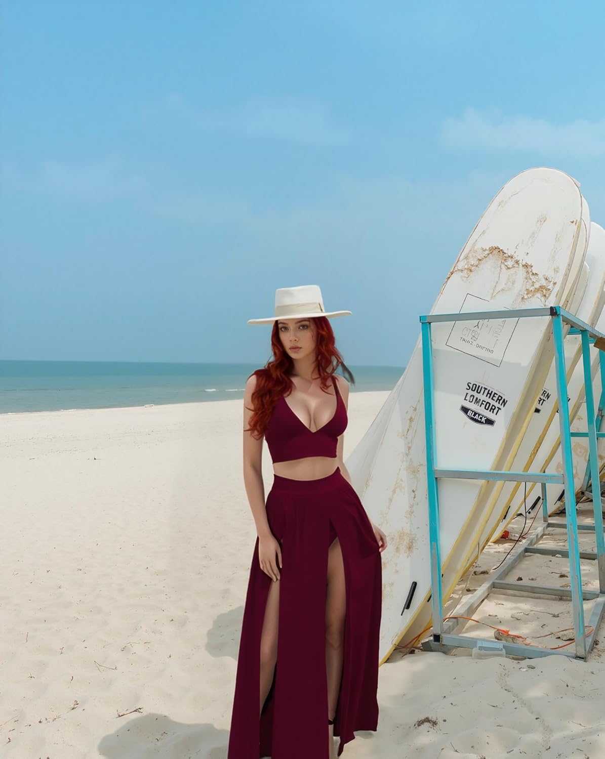 Women Sexy 2 Piece Outfits Dress Chiffon Strap Deep V Neck Bra Crop Top High Split Maxi Dresses Skirt Set