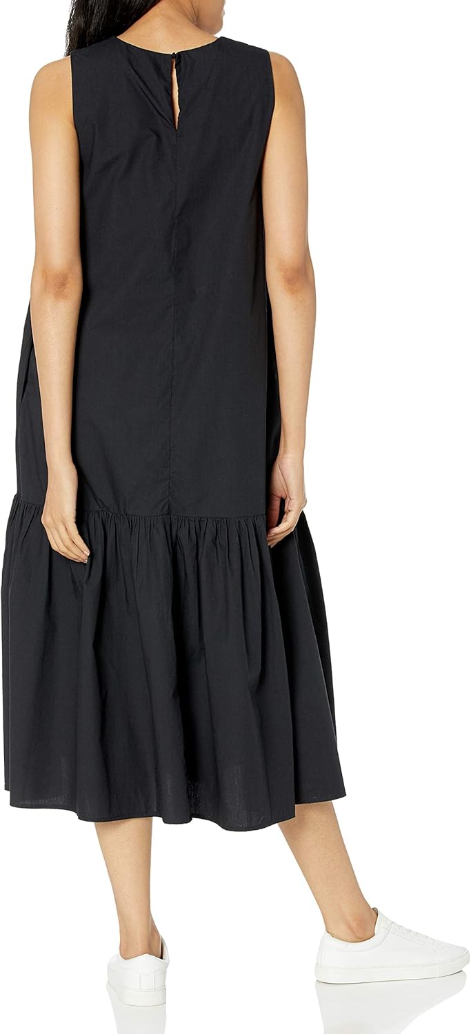 The Drop Women's Ilana Loose Sleeveless Wide-Hem Poplin Maxi Dress