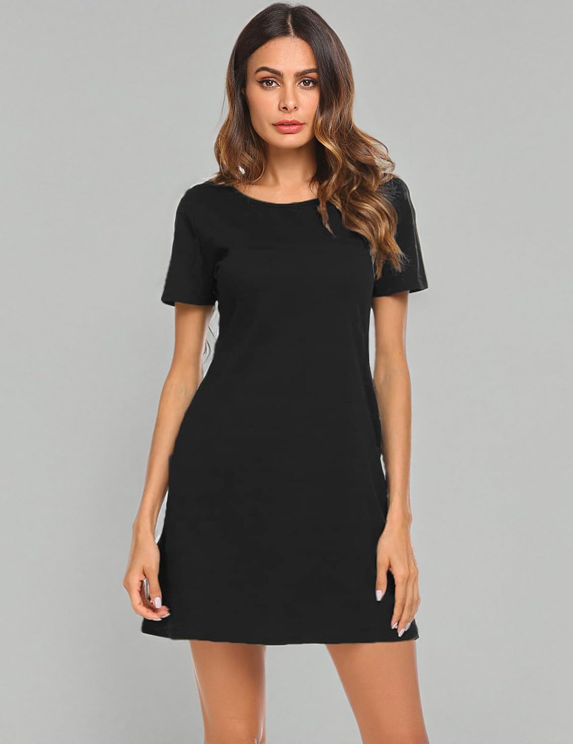 Feager Women's Casual Striped Criss Cross Short Sleeve T Shirt Dress