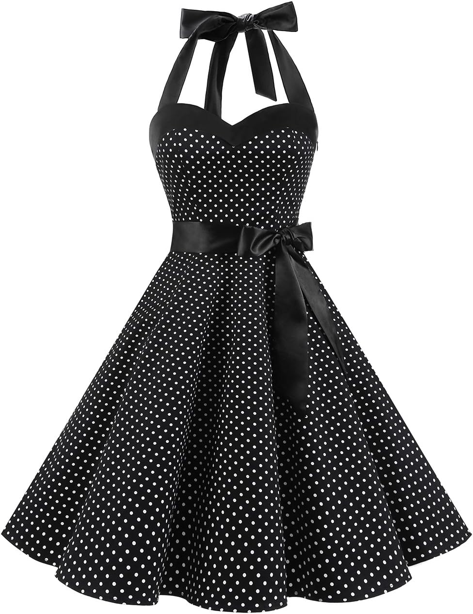 DRESSTELLS Women's Vintage 1950s Cocktail Party Dress Retro Wedding Guest Halter Rockabilly Swing Dresses