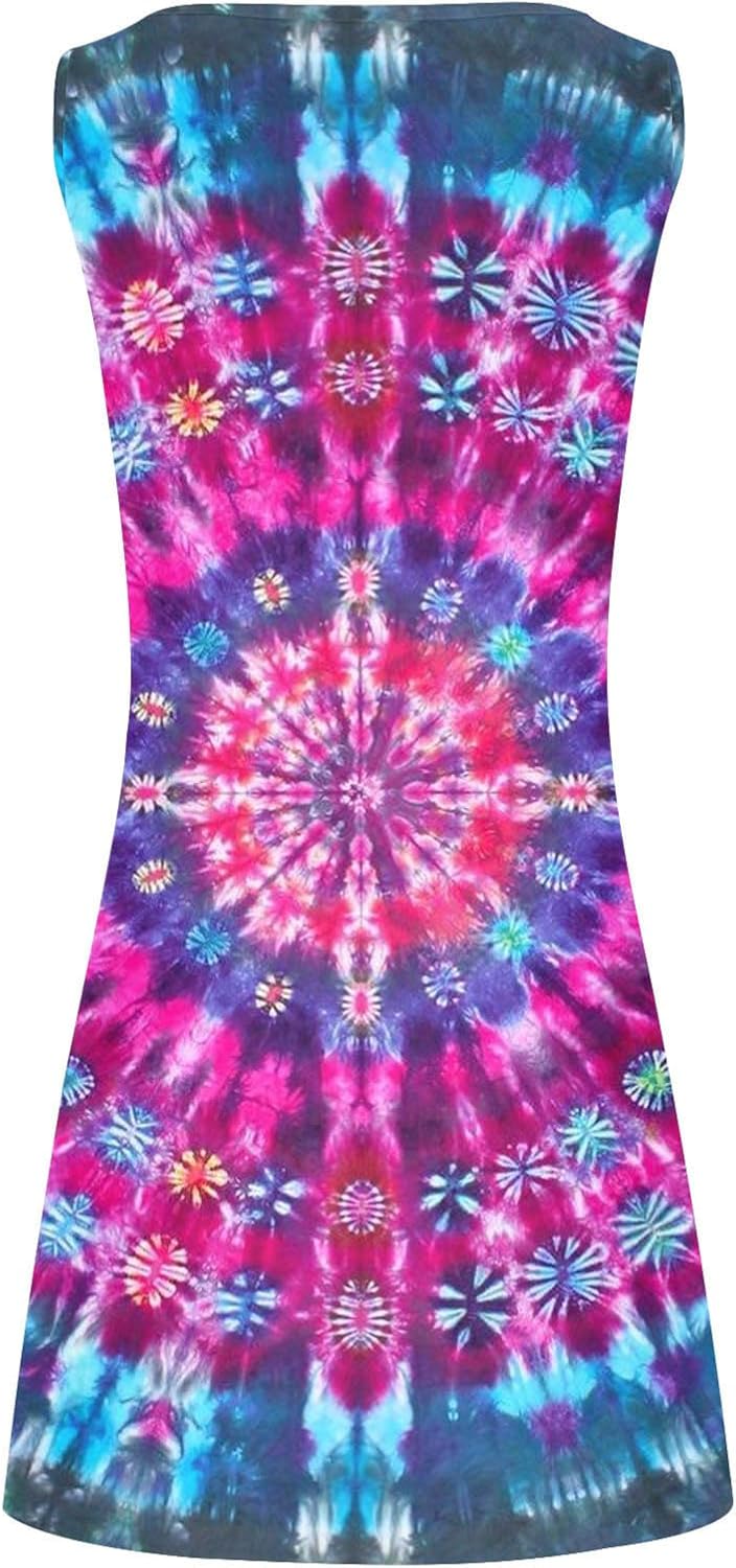 Summer Dresses for Women 2024 Casual Sleeveless Tank Dress Vintage Floral Print a-Line Beach Sundresses