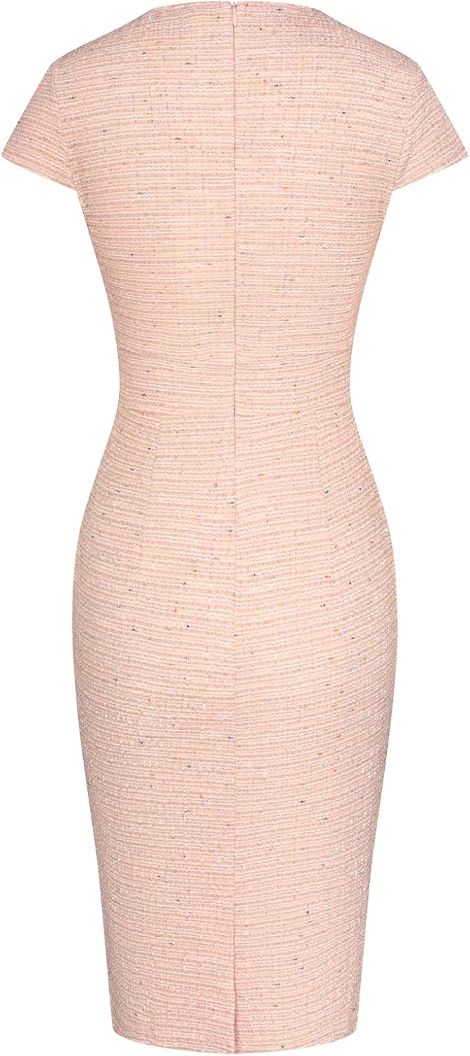 GRACE KARIN Women's Gorgeous Pencil Dress Cap Sleeve Tweed Pencil Dress for Work