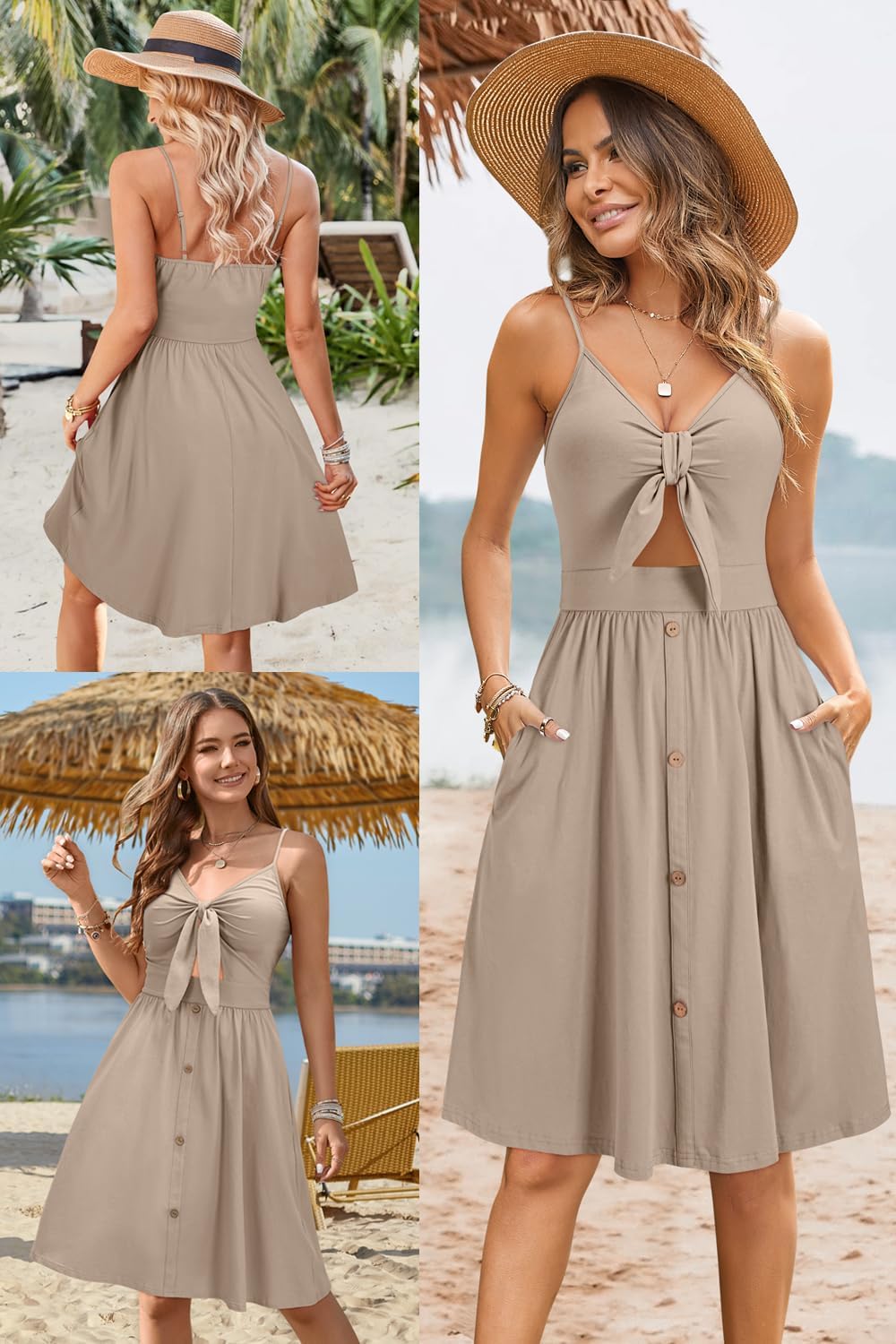 VOTEPRETTY Women's Summer Dresses Spring Sundresses Beach Clothes Outfit Vacation 2024 V Neck Casual Tropical Resort Hawaiian