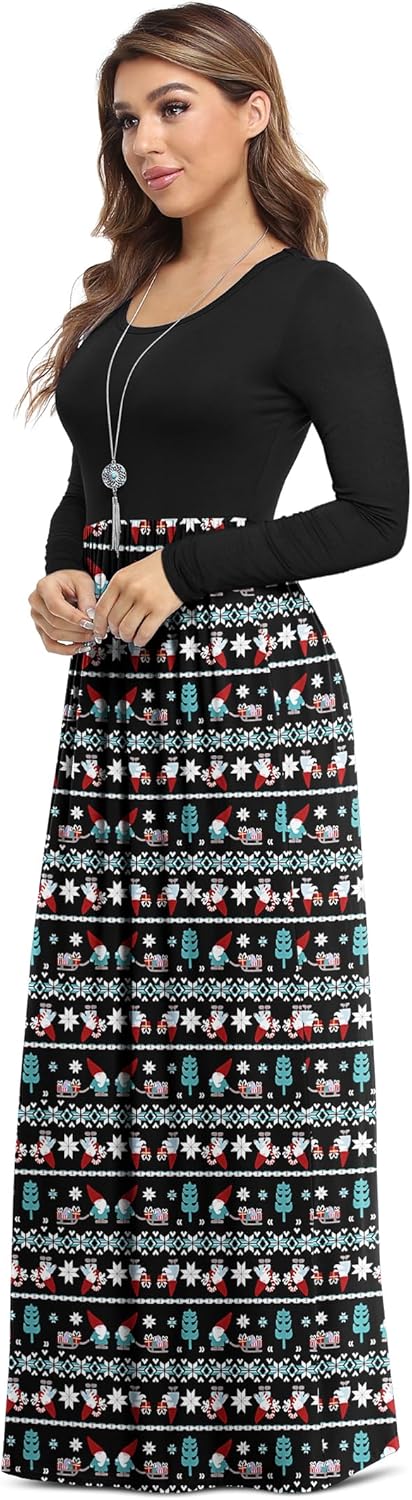 VIISHOW Women's Long Sleeve Loose Plain Maxi Dresses Casual Long Dresses with Pockets