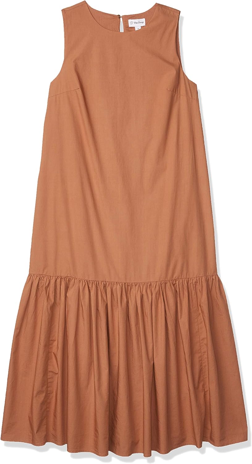 The Drop Women's Ilana Loose Sleeveless Wide-Hem Poplin Maxi Dress