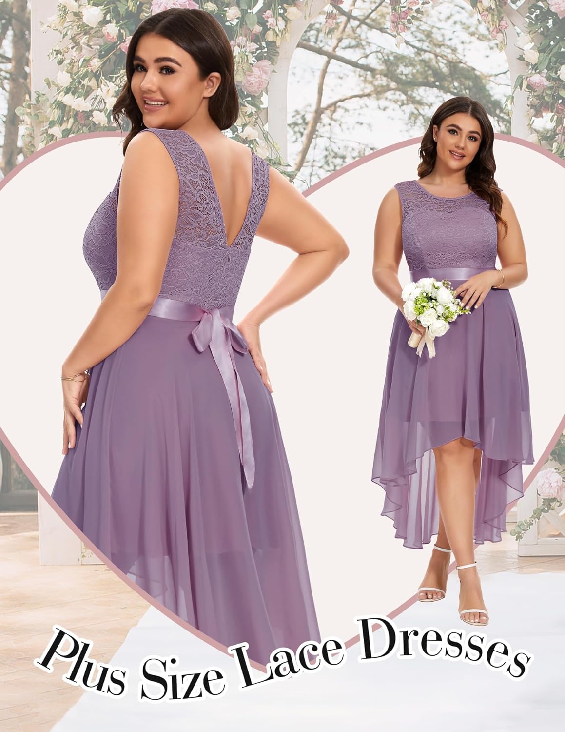 BeryLove Cocktail Prom Dresses 2025 Formal Wedding Guest Dresses Sleeveless Lace High Low Homecoming Dress