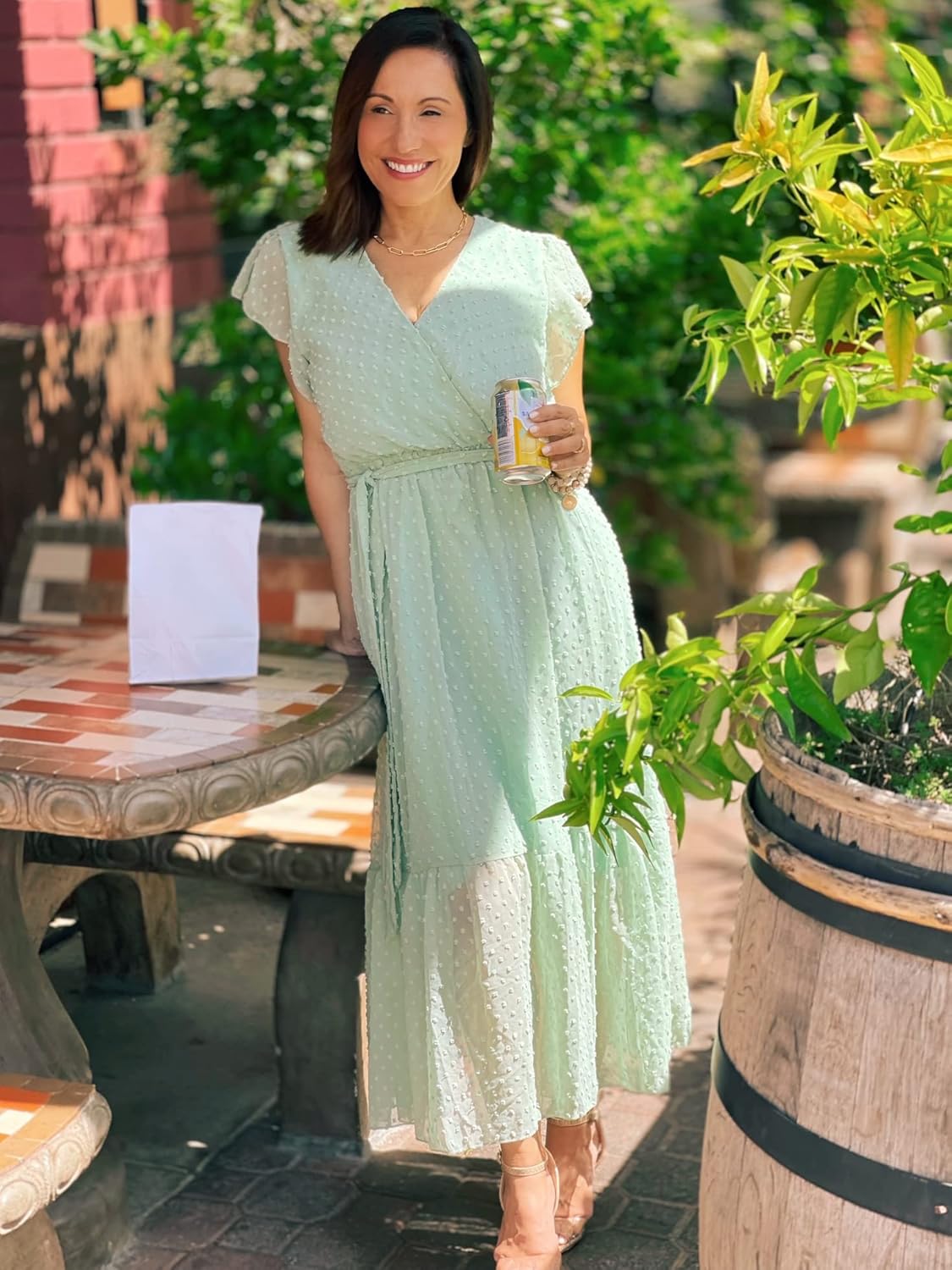BTFBM Women Summer Bohemian Floral Casual Wrap V Neck Ruffle Cap Sleeveless Belt A-Line Pleated Hem Midi Sun Dress White