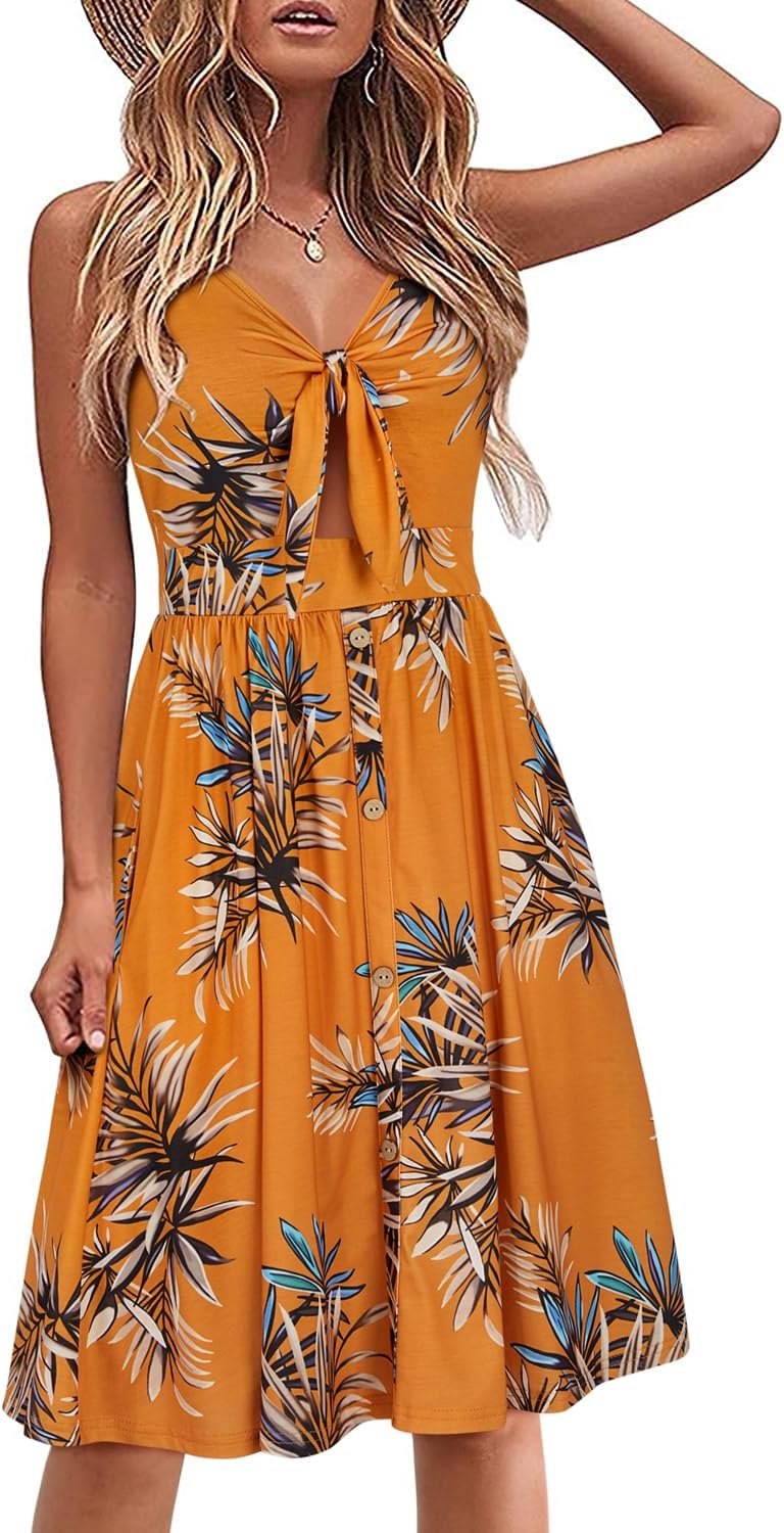 VOTEPRETTY Women's Summer Dresses Spring Sundresses Beach Clothes Outfit Vacation 2024 V Neck Casual Tropical Resort Hawaiian