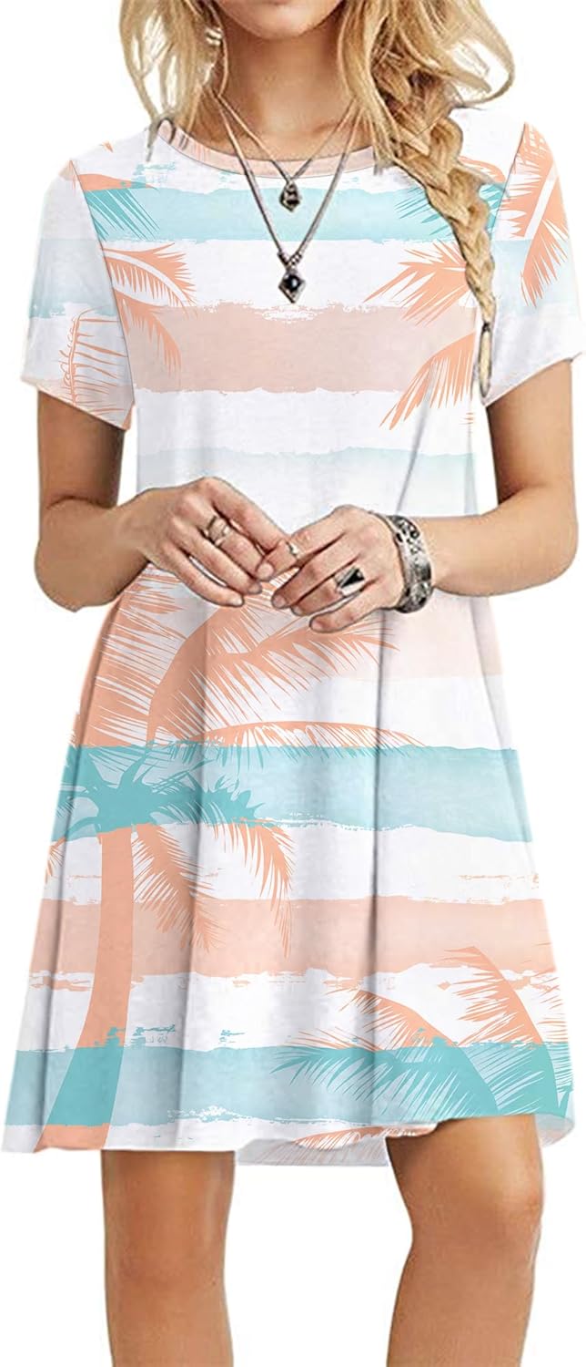 MOLERANI Women's Casual Plain Simple T-Shirt Loose Dress