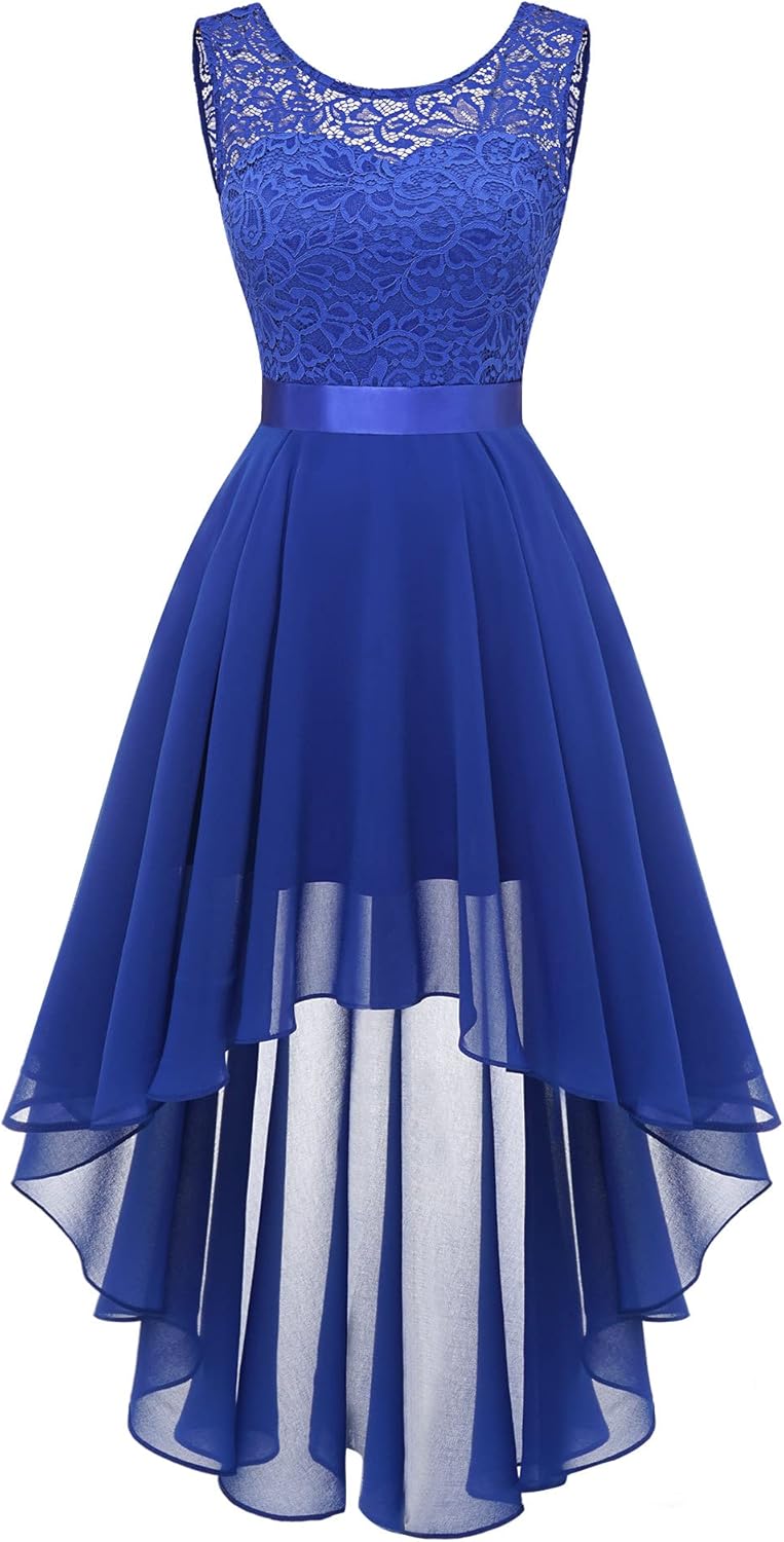 BeryLove Cocktail Prom Dresses 2025 Formal Wedding Guest Dresses Sleeveless Lace High Low Homecoming Dress