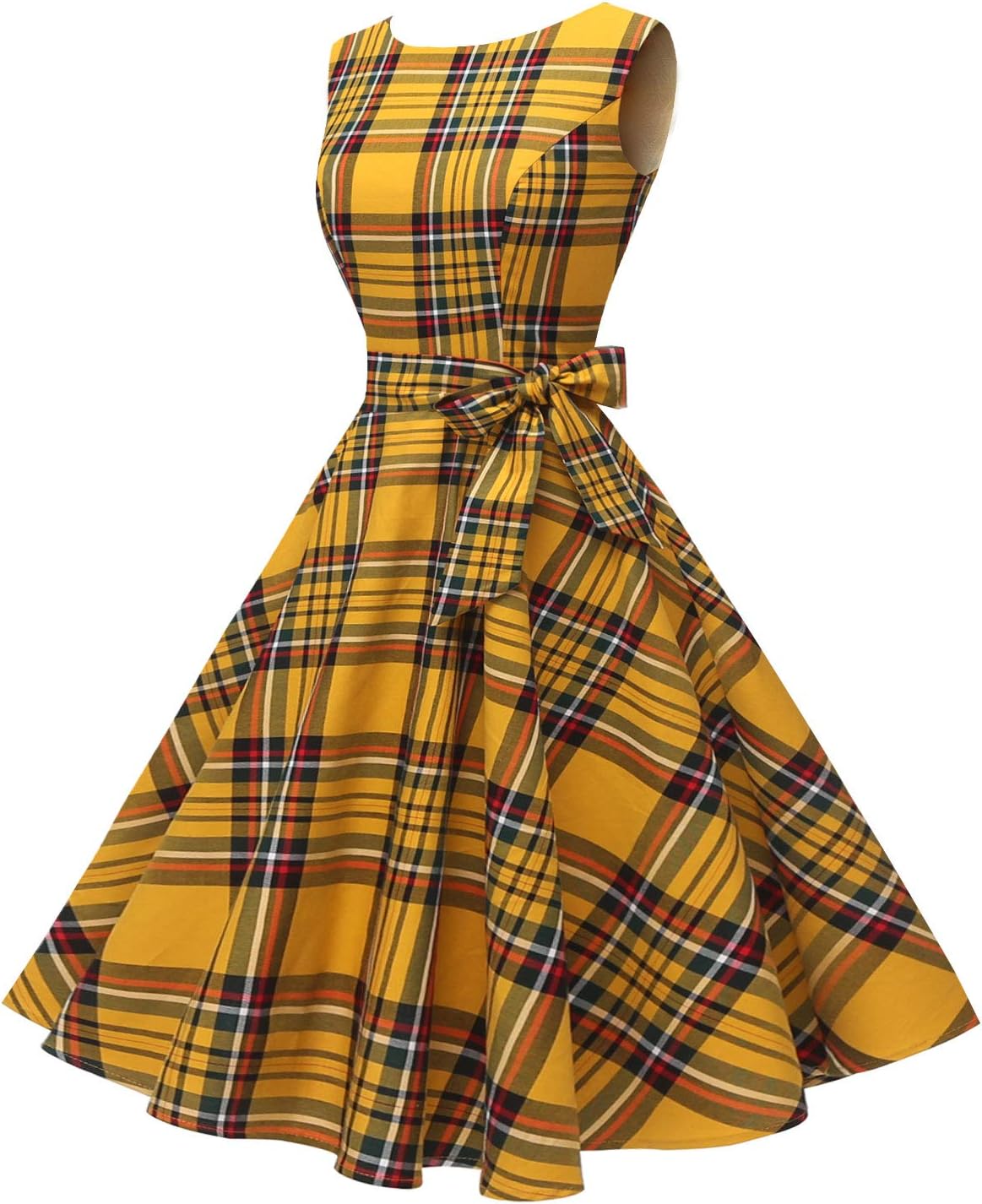 Hanpceirs Women's Boatneck Sleeveless Swing Vintage 1950s Cocktail Dress New