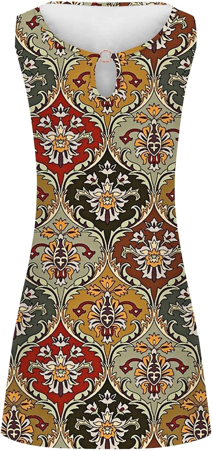 Summer Dresses for Women 2025 Vacation Beach Casual Vintage Midi Sundresses Sexy Sleeveless V Neck Boho Tank Dress