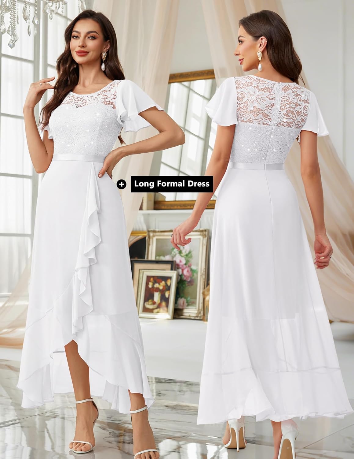 BeryLove Formal Dresses for Women 2025 Wedding Guest with Slit Cocktail Elegant Lace Long Prom Dress